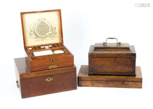 Several items of treen including a 19th Century Superfine Watercolours boxed set retailed on