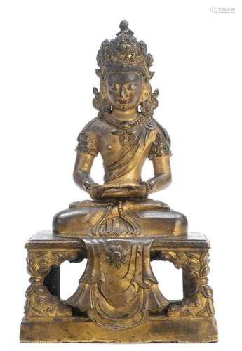 Statuette d'Amitayus en bronze doré Chine,