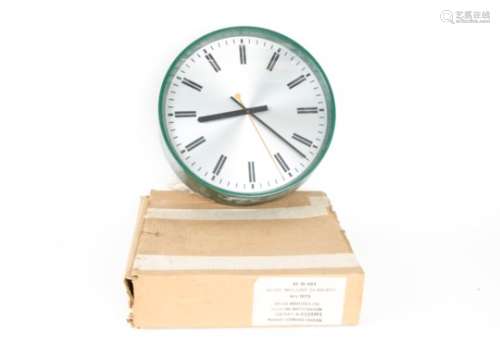 1970s Boxed Smiths Electric Dial Clock, a 1975 Smiths 'Sectric' wall clock in glazed green plastic