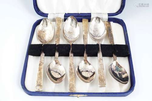 SET OF SIX SILVER TEASPOONS