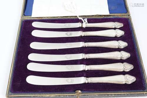 SET OF SIX SILVER FRUIT KNIVES