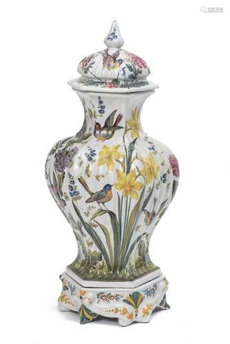 Nove di Bassano, grand vase  balustre, Italie XIXe