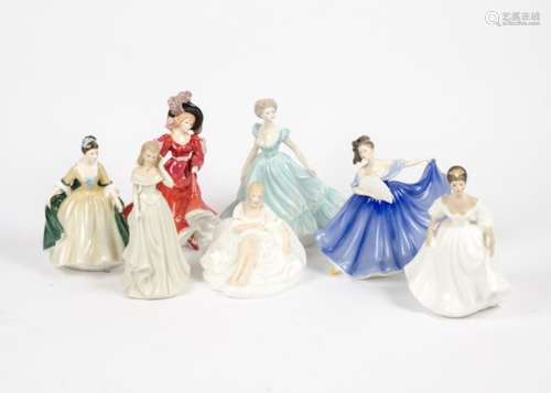 A group of Royal Doulton figures, including HN3365 Patricia, HN2264 Elegance, HN2791 Elaine,