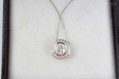 8 CT. WHITE GOLD AND DIAMOND PENDANT ON CHAIN