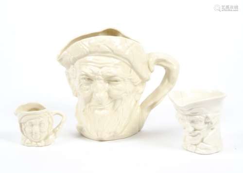 The cream ground Royal Doulton Toby jugs of WW2 home interest, these pieces left the factory without