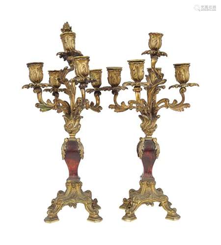 PAIR OF 19TH-CENTURY GILT BRONZE CANDELABRAS