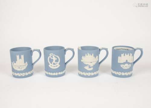 A selection of 20th Century Wedgewood Jasperware, in blue, white and black, consisting of a 1973 '