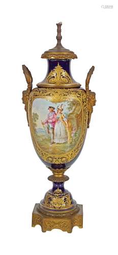 19TH-CENTURY SEVRES PORCELAIN & ORMOLU URN