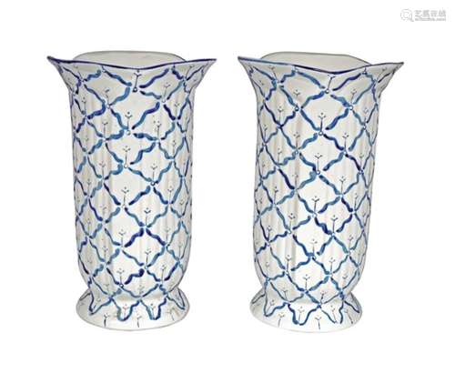 PAIR OF 19TH-CENTURY PORCELAIN BLUE & WHITE VASES