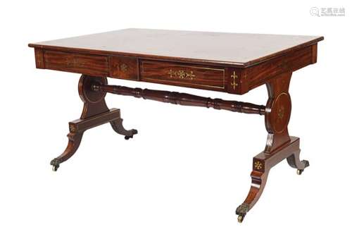 LARGE REGENCY PERIOD MAHOGANY LIBRARY TABLE