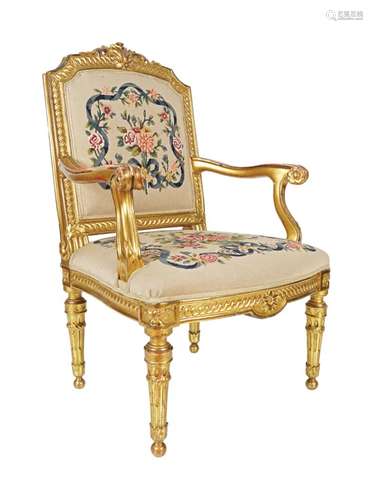 PAIR OF 19TH-CENTURY CARVED GILTWOOD FAUTEUILS