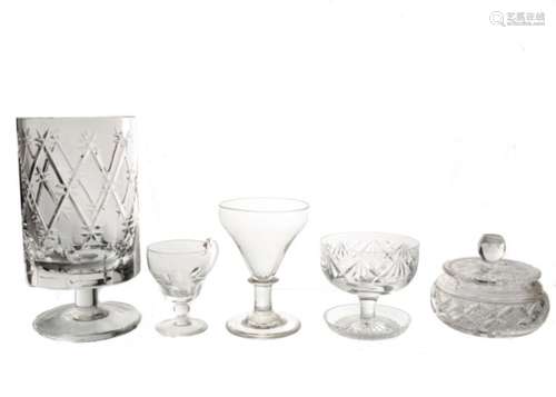 A quantity of good quality drinking glasses over two boxes, including bell shaped wine glasses,