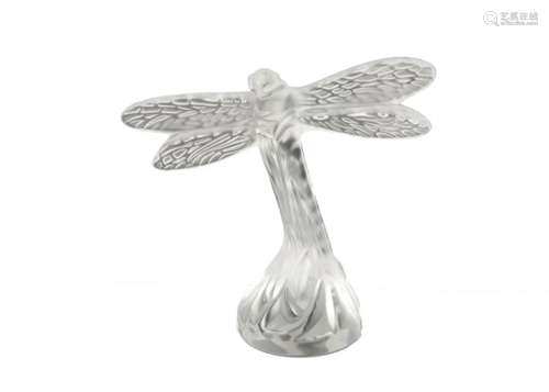 A 20th Century Lalique glass damselfly, opaque glass, signature to base, height 9 cm