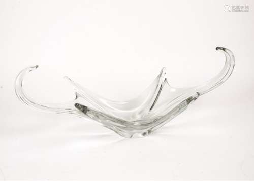 A French crystal glass centrepiece fruit bowl, with splash design width 60 cm, height