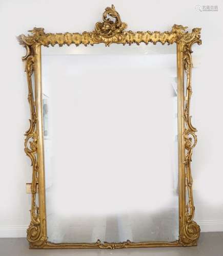 LARGE 19TH-CENTURY GILT WOOD OVERMANTLE MIRROR