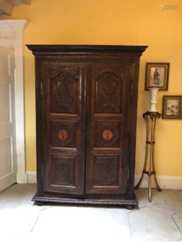 18TH-CENTURY WALNUT AND INLAID ARMOIRE