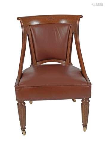 WILLIAM IV PERIOD MAHOGANY LIBRARY CHAIR