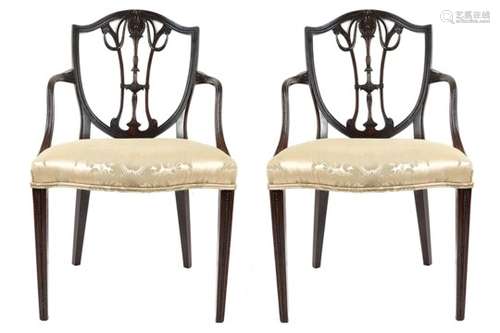 PAIR OF EDWARDIAN PERIOD HEPPLEWHITE ELBOW CHAIRS