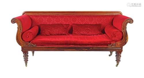 WILLIAM IV ROSEWOOD LIBRARY SETTEE