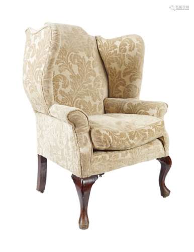 LARGE 19TH-CENTURY MAHOGANY WING BACK ARMCHAIR