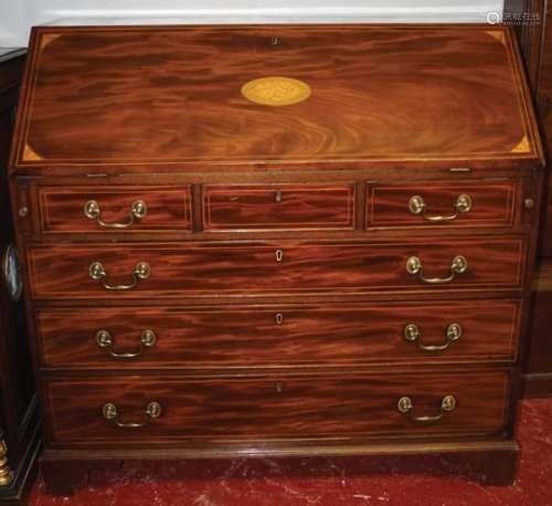 18TH-CENTURY MAHOGANY & INLAID BUREAU