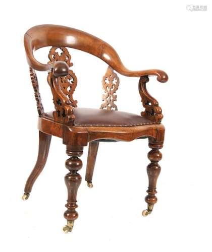 19TH-CENTURY MAHOGANY DESK CHAIR