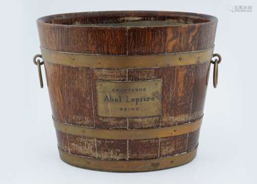 19TH-CENTURY BRASS BOUND OAK CHAMPAGNE BUCKET