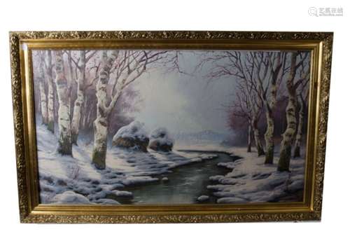 Béla Gábris (act.1940-1970) Hungarian school oil on canvas, Winter Landscape', signed 'Gabris' (