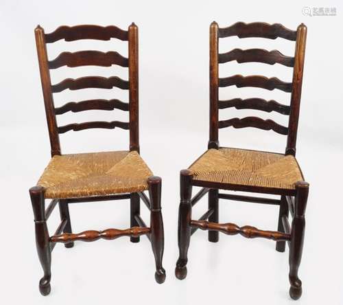 SET OF EIGHT PROVINCIAL LADDER BACK CHAIRS