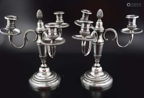 PAIR OF SHEFFIELD PLATED CANDELABRAS