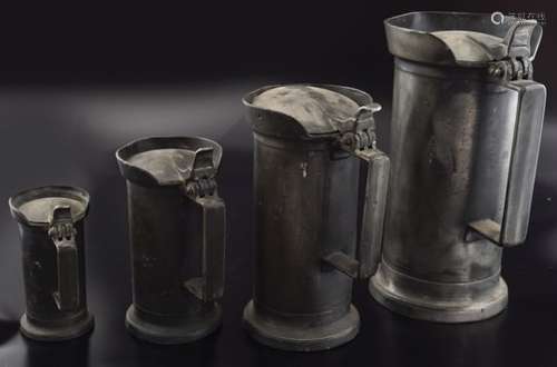 SET OF 8 GRADUATED PEWTER TANKARDS