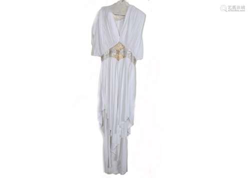 A lady's Frank Usher vintage evening dress, circa.1980's, fashioned in white stretch lycra, with a v