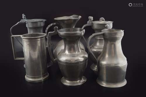 ASSORTED LOT OF 6 PEWTER TANKARDS