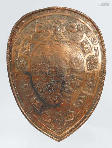 19TH-CENTURY COPPER ARMORIAL CEREMONIAL SHIELD