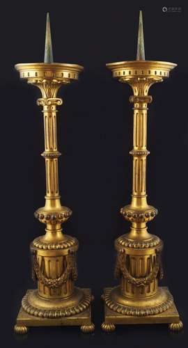 PAIR OF LARGE 19TH-CENTURY ORMOLU CANDELSTICKS