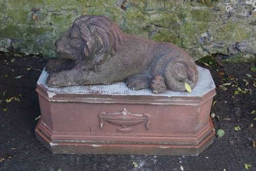 PAIR OF 19TH-CENTURY TERRACOTTA LIONS