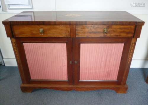 A 19th Century mahogany chiffonier base, with central oval inlay to top, with two short drawers,