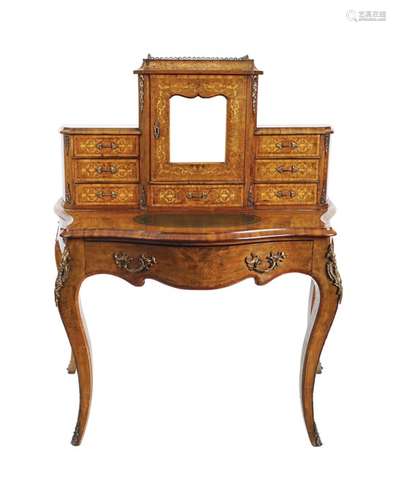 19TH-CENTURY WALNUT & MARQUETRY BONHEURE DU JOUR