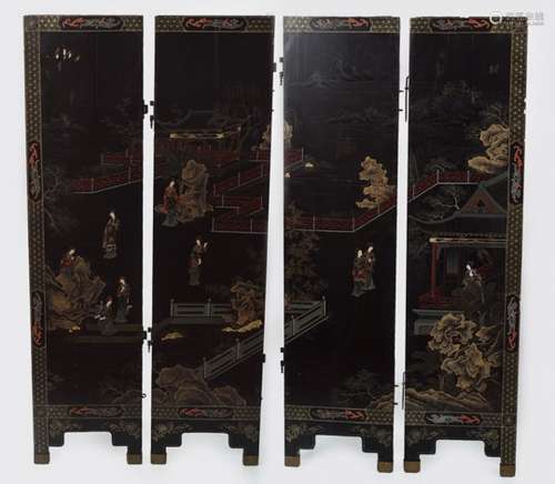 19TH-CENTURY FOUR-FOLD CHINESE SCREEN