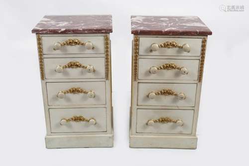 PAIR OF 19TH-CENTURY PARCEL GILT BEDSIDE CHESTS