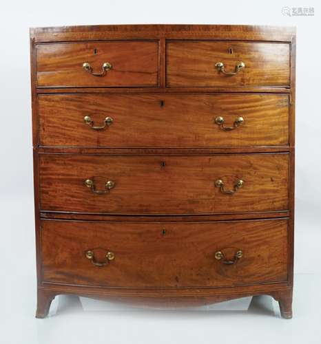 GEORGE III MAHOGANY AND BOXWOOD INLAID BOWFRONT CHEST