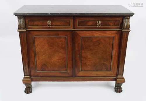 REGENCY MAHOGANY AND BRASS INLAID COMMODE