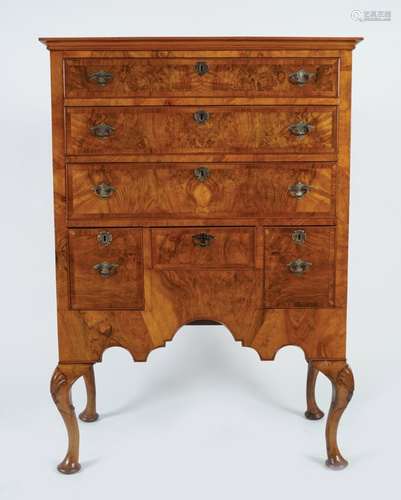 EDWARDIAN GEORGE II BURR WALNUT TALLBOY