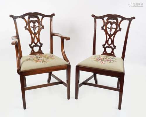 SET OF EIGHT CHIPPENDALE DINING CHAIRS
