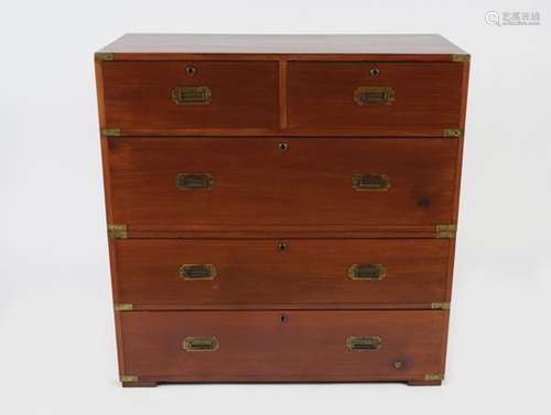 19TH-CENTURY MAHOGANY BRASS BOUND MILITARY CHEST