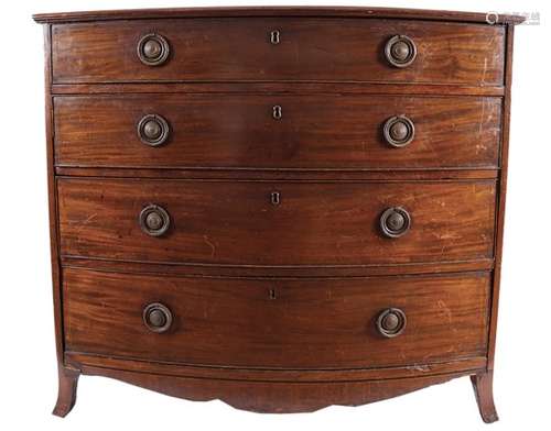 GEORGE III PERIOD MAHOGANY BOW FRONT CHEST