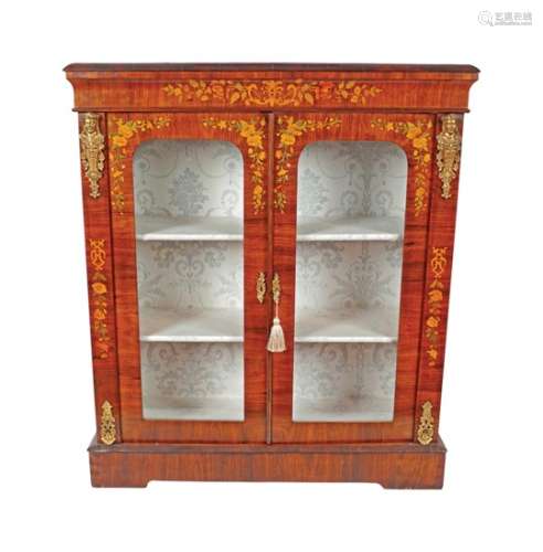 19TH-CENTURY WALNUT AND MARQUETRY SIDE CABINET