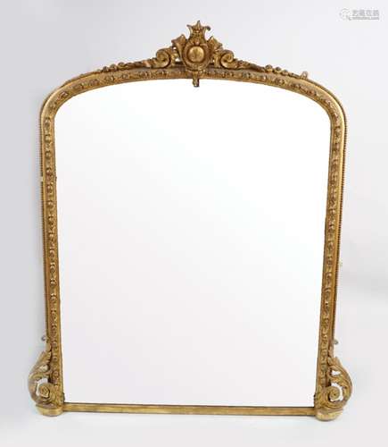 LARGE 19TH-CENTURY GILT FRAMED OVERMANTLE MIRROR