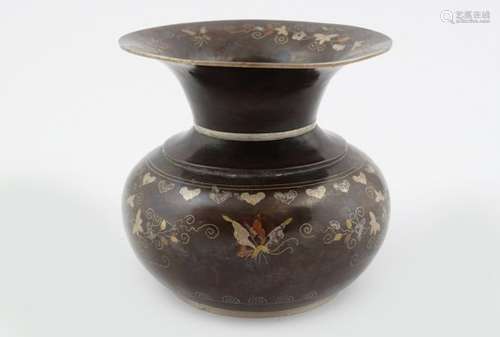 ISLAMIC BRONZE AND SILVER INLAID VASE