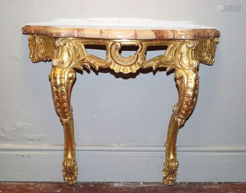 PAIR OF CARVED GILTWOOD CONSOLE TABLES